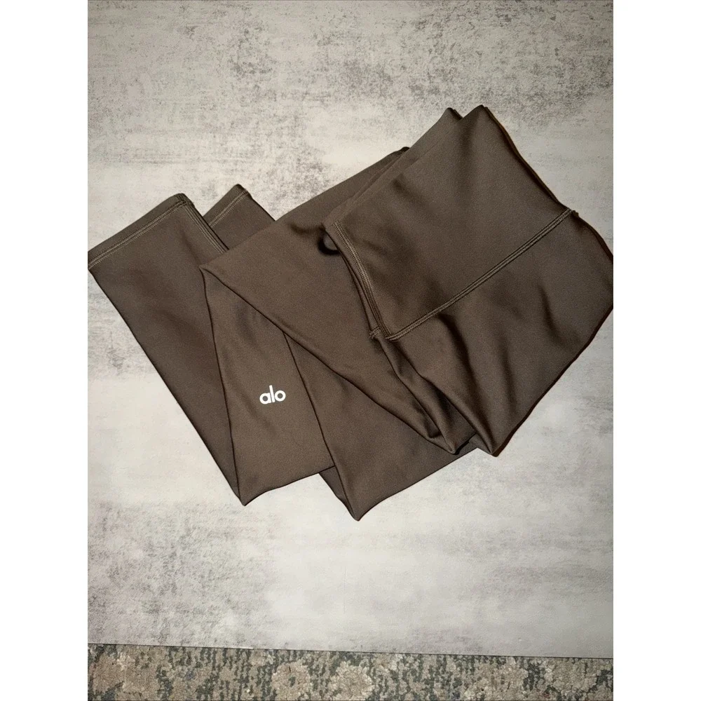 Alo Yoga Airlift High Waist Legging Sz L Light Cocoa Brown Winter Warm Lined